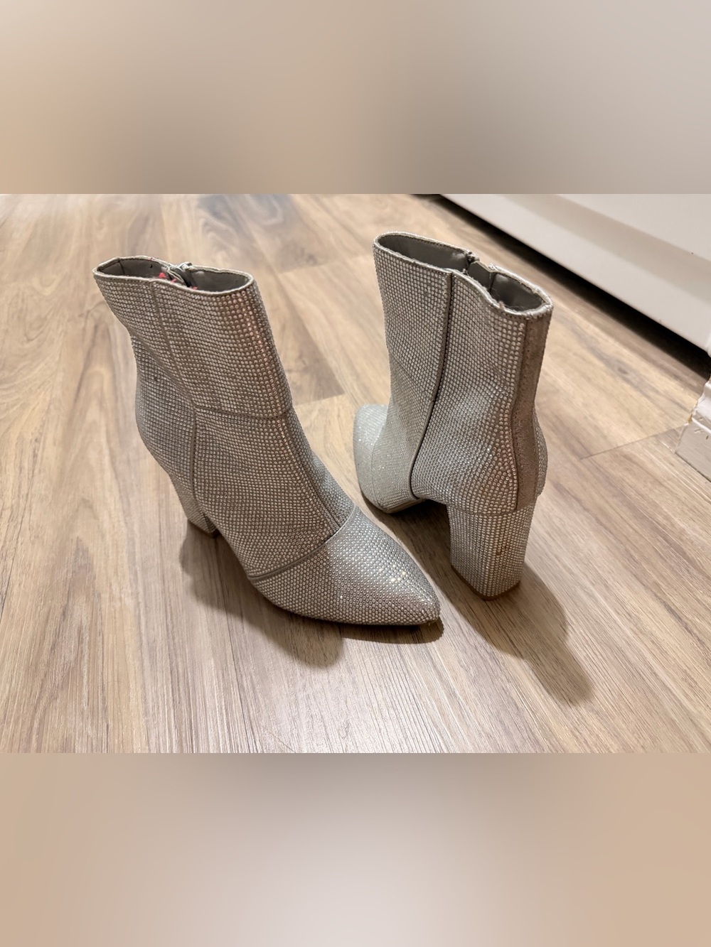 Women's Silver Rhinestone Ankle Boots